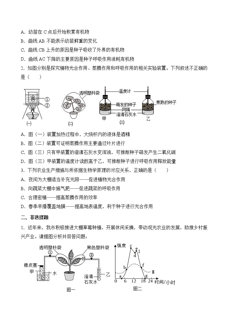 【核心素养】人教版生物七年级下册 3.2.3 呼吸作用（分层作业）（原卷版）第3页