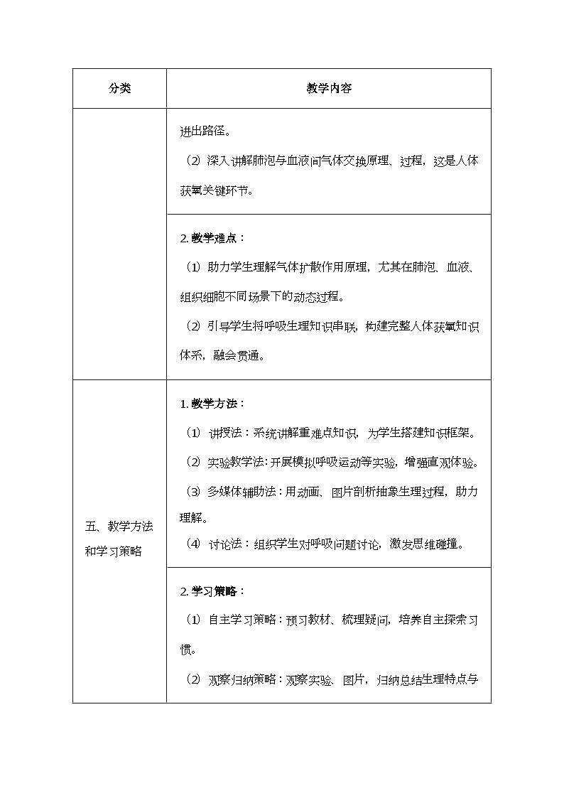 北师大版（2024）七年级下册生物8.2《人体细胞获得氧气的过程收》教案第3页