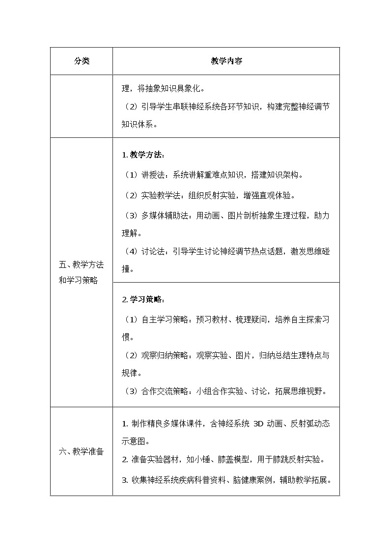 北师大版（2024）七年级下册生物10.1《神经系统与神经调节》教案第3页