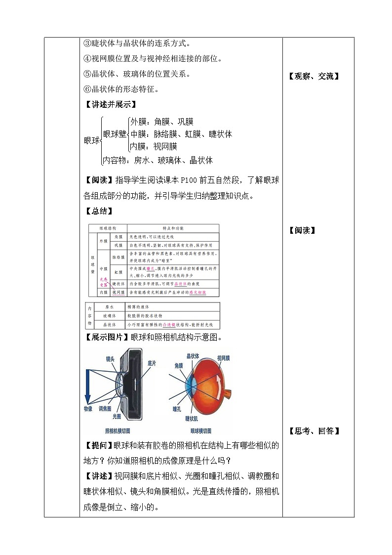 北师大版（2024）七年级下册生物10.2《感受器和感觉器官》教案第3页