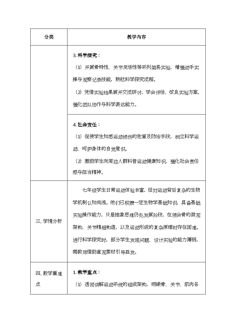 北师大版（2024）七年级下册生物11.3《运动的形成》教案第2页