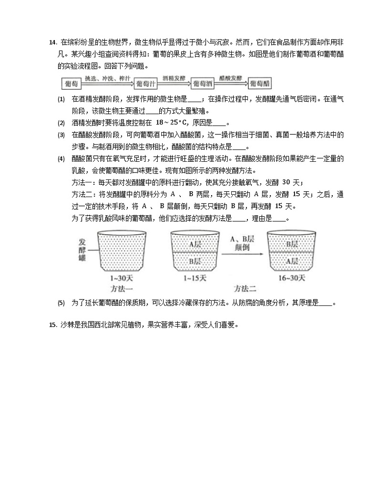 北京版八年级下生物16.1传统生物技术的应用练习（含答案）第3页