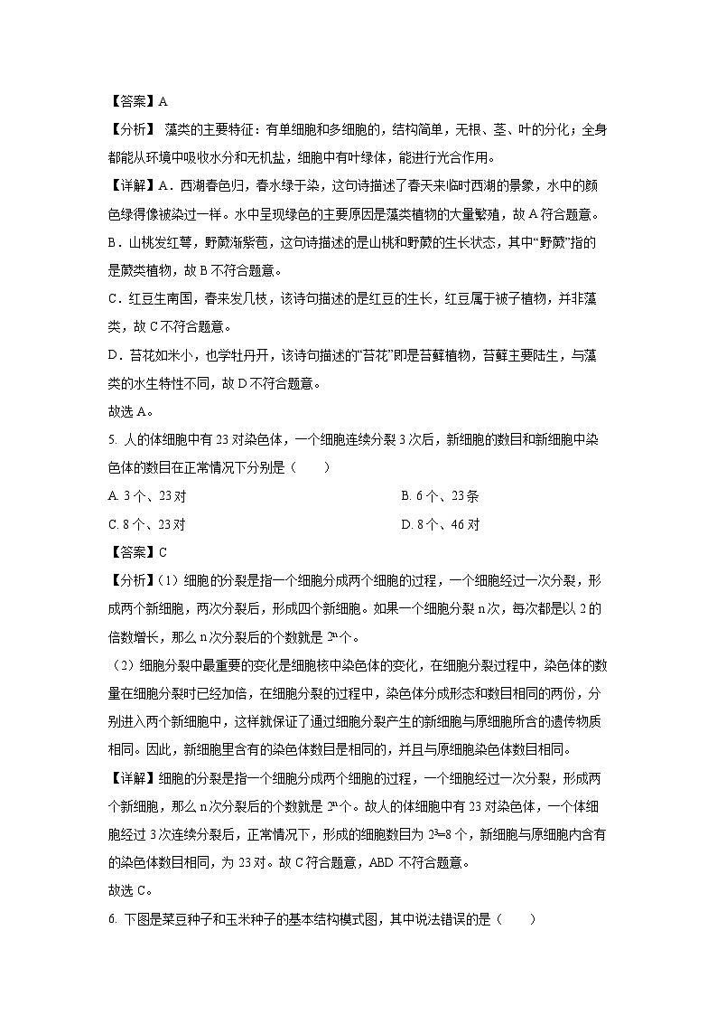 2024-2025学年黑龙江省哈尔滨市松北区七年级上学期期末生物试卷（解析版）第3页