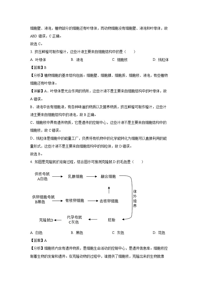 2024-2025学年辽宁省铁岭市七年级上学期期末生物试卷（解析版）第2页