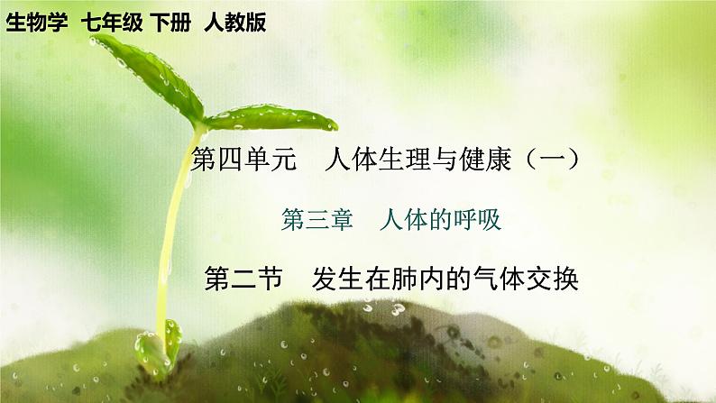 【核心素养】人教版初中生物七年级下册4.3.2《发生在肺内的气体交换》课件第1页