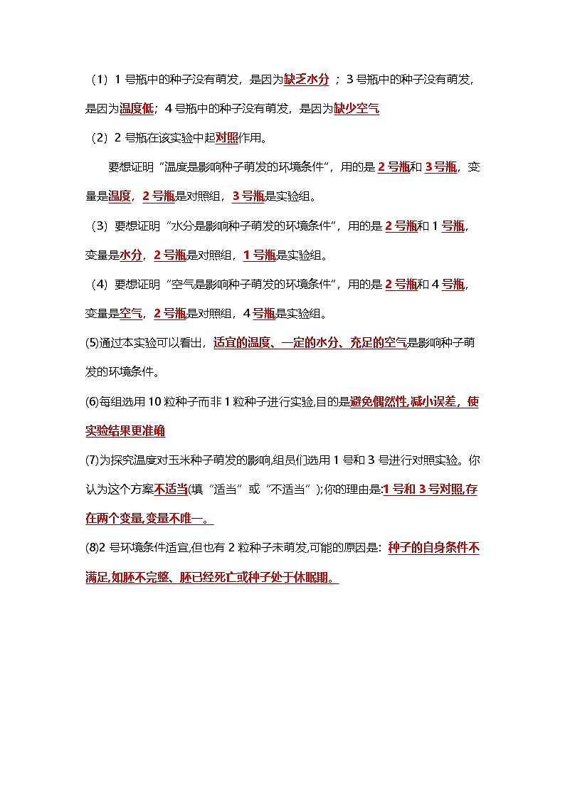 人教版初中生物七下3.1被子植物的一生（教师版）第3页