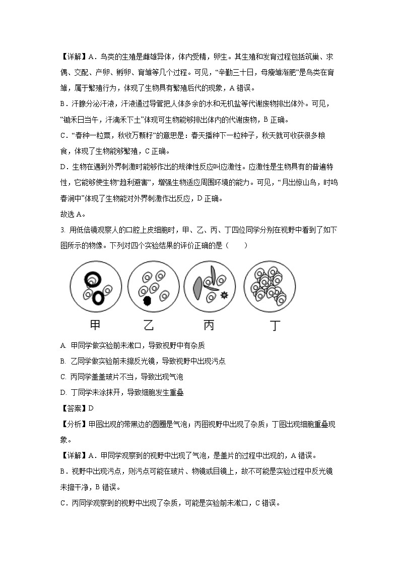 四川省德阳市广汉市2024-2025学年七年级上学期期末生物试卷（解析版）第2页