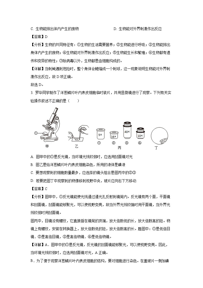 安徽省巢湖市2024-2025学年七年级上学期期末生物试卷（解析版）第2页
