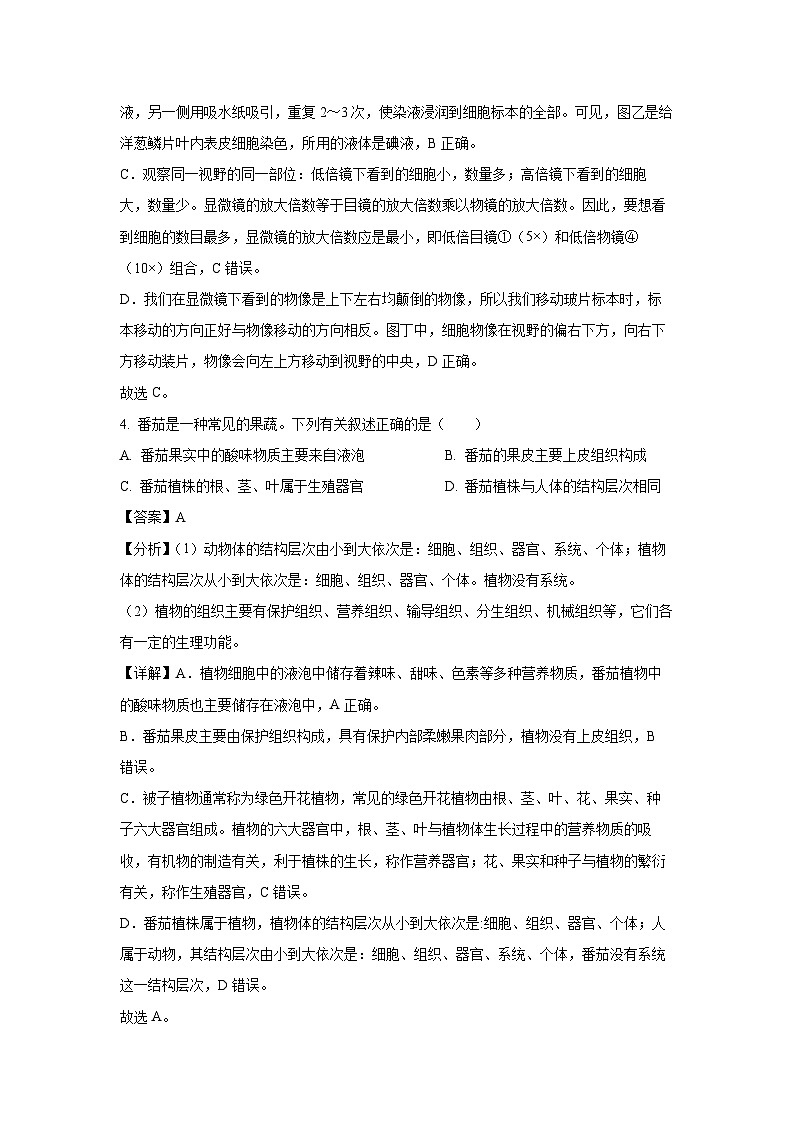 安徽省巢湖市2024-2025学年七年级上学期期末生物试卷（解析版）第3页