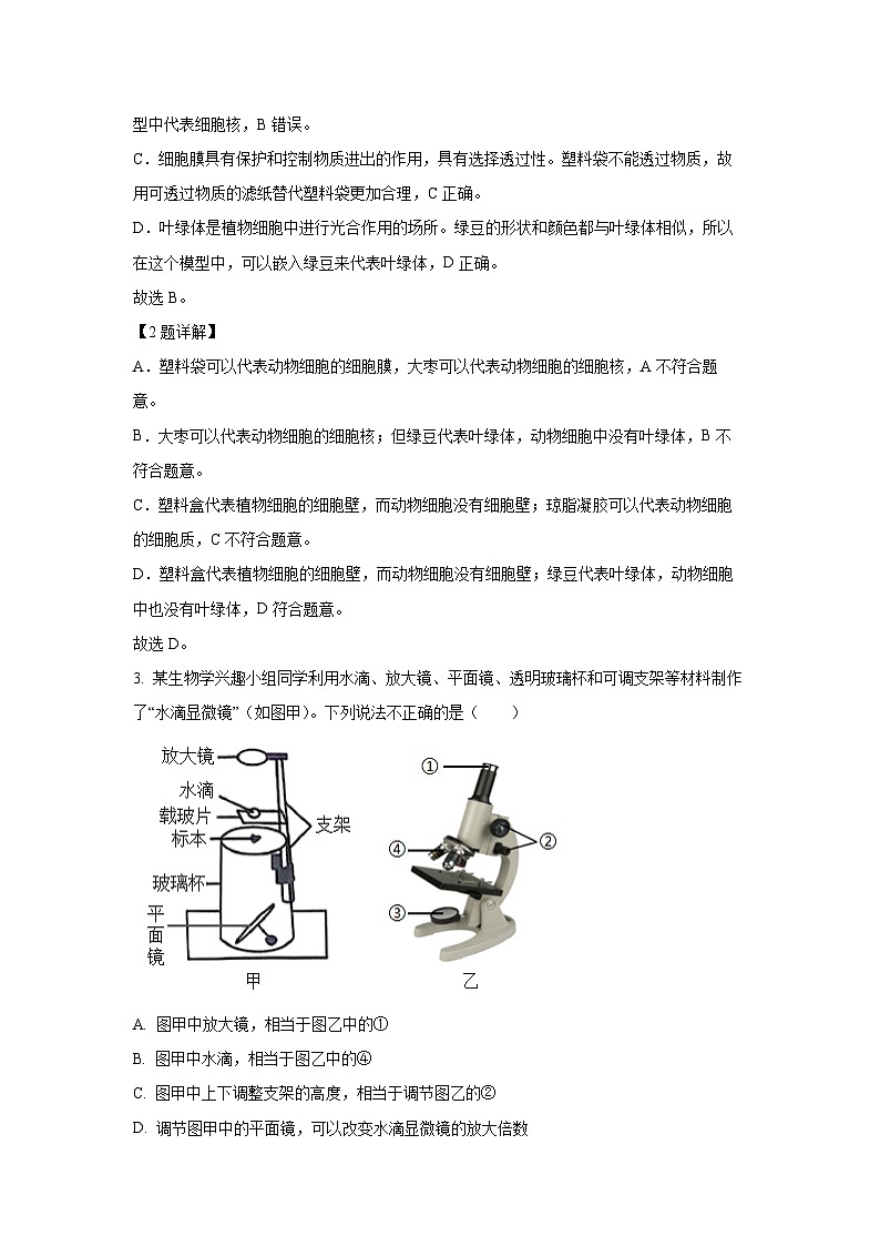 山西省朔州市怀仁市2024-2025学年七年级上学期期末生物试卷（解析版）第2页