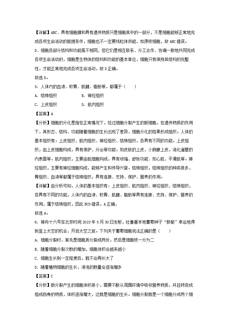 广西贺州市富川县2024-2025学年七年级上学期期末生物试卷（解析版）第3页