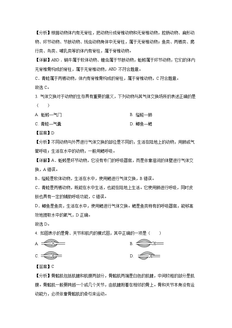 辽宁省营口市盖州市2024-2025学年八年级上学期期末生物试卷（解析版）第2页