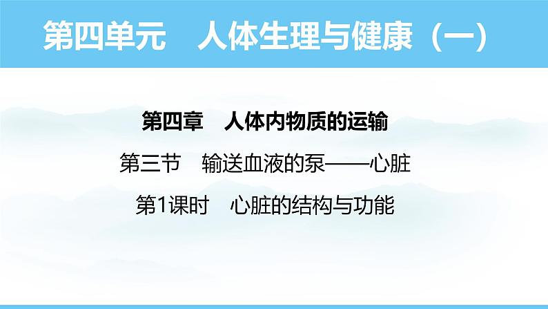 人教版（2024）七年级生物下册课件 第四单元 第四章 第三节第一课时 心脏的结构与功能第1页