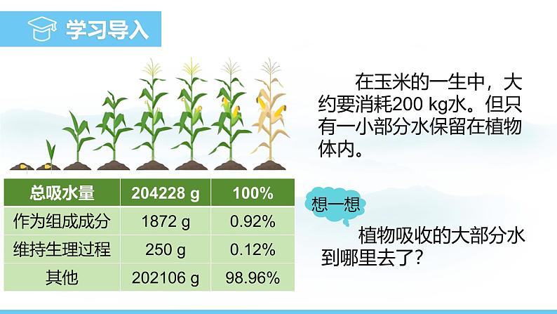 人教版（2024）七年级生物下册课件 第三单元 第二章 第一节 水的利用与散失第3页