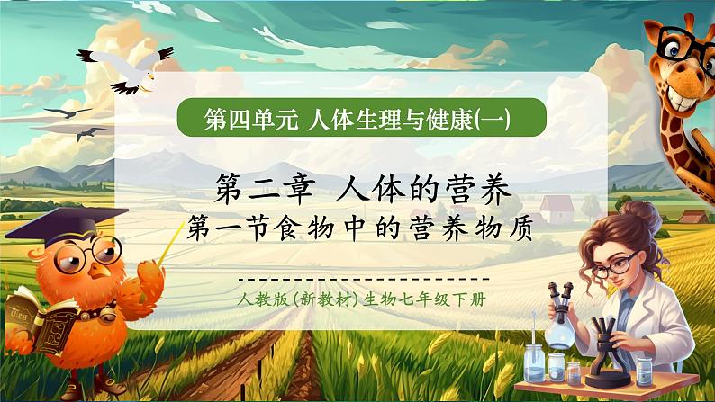 【大单元教学】人教版（新教材）生物七下 4.2.1食物中的营养物质 课件(共26张PPT)+视频素材第1页