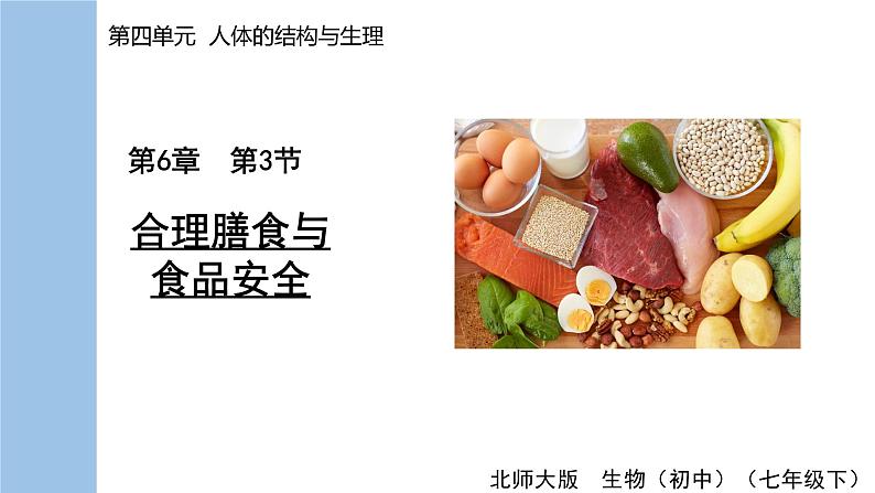 4.6.3 合理膳食与食品安全  课件-2024-2025学年北师大版生物七年级下册第1页