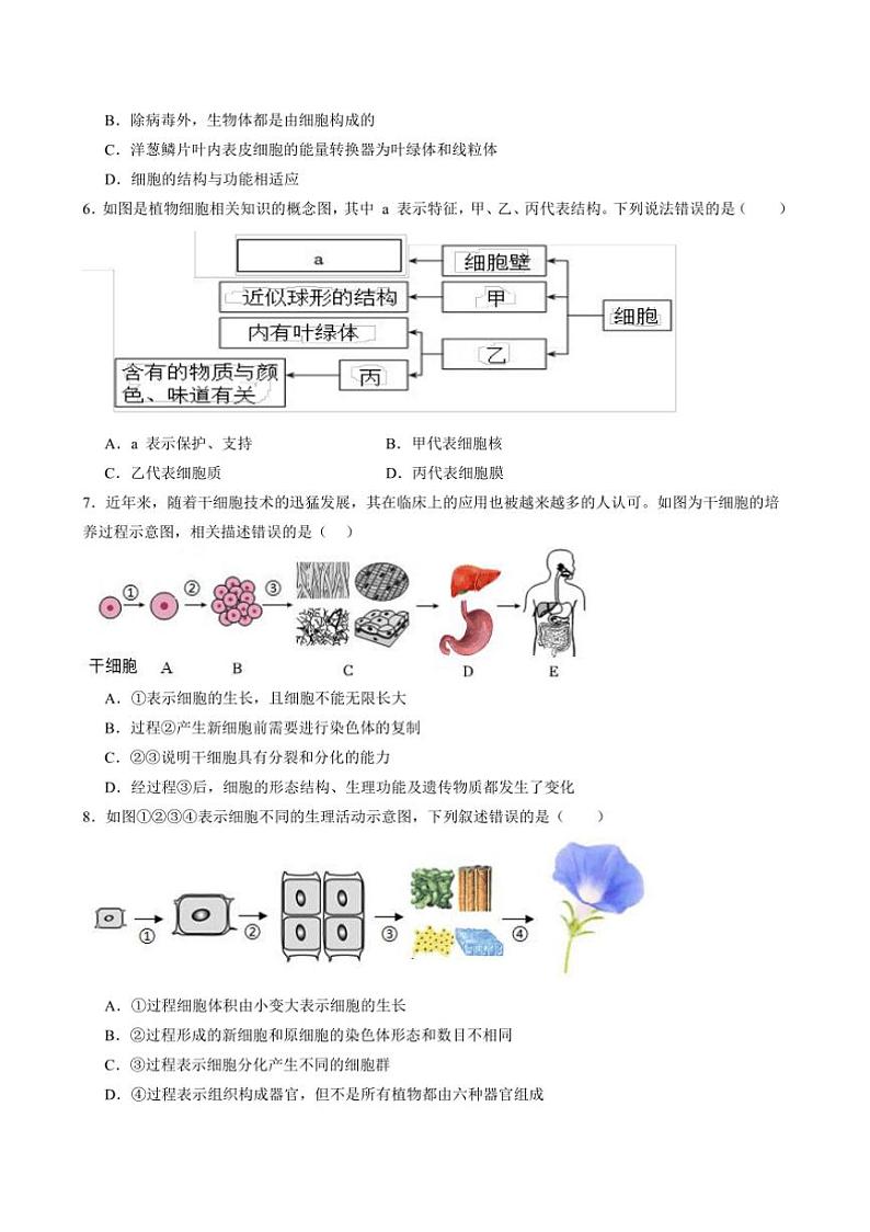 2024～2025学年四川省合江县马街中学校七年级上1月期末生物试卷(含答案)第2页