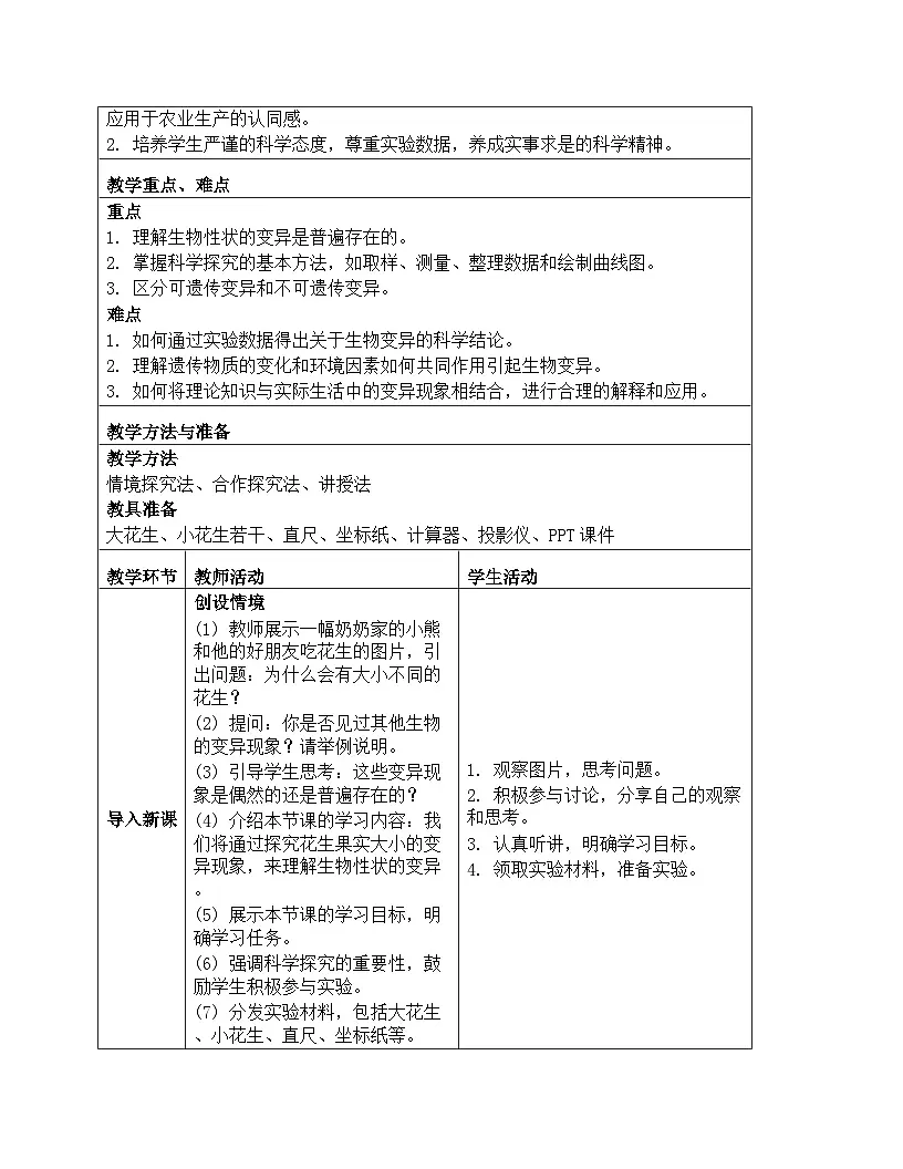 人教版生物学八年级下册《7.2.5 生物的变异》同步练习第2页