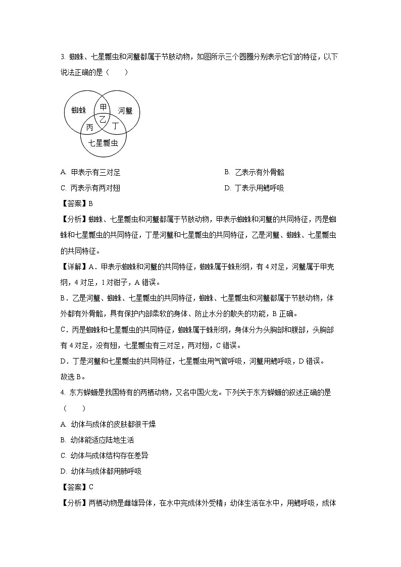 陕西省咸阳市永寿县2024-2025学年八年级上学期期末生物试卷（解析版）第2页