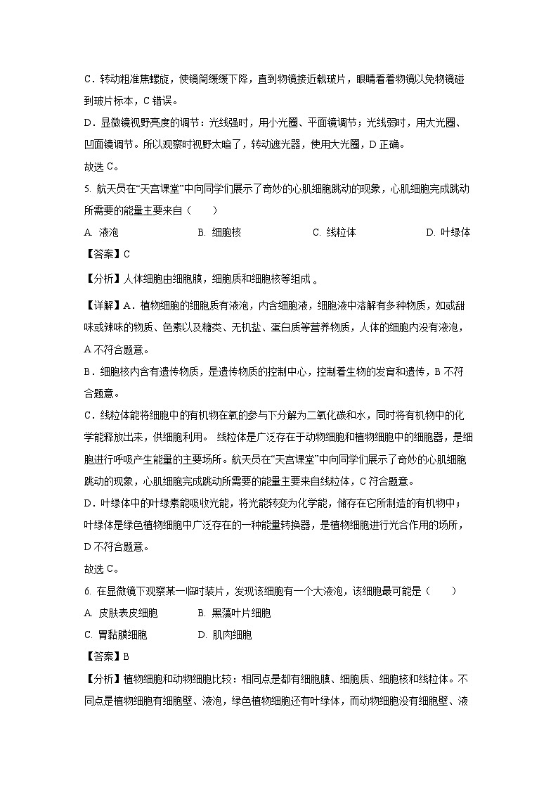 江西省赣州市信丰县2024-2025学年七年级上学期期末生物试卷（解析版）第3页
