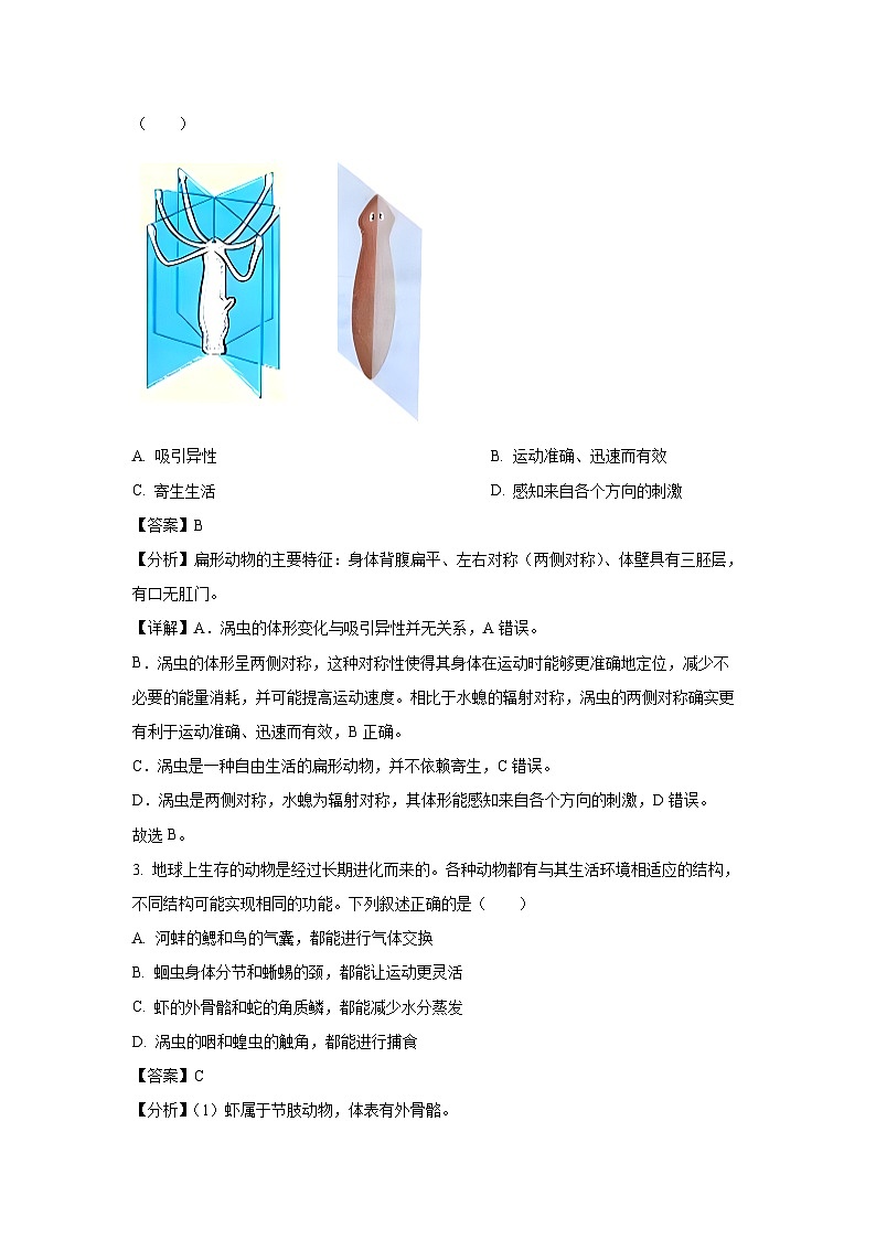 山东省烟台市莱山区（五四制）2024-2025学年八年级上学期期末生物试卷（解析版）第2页