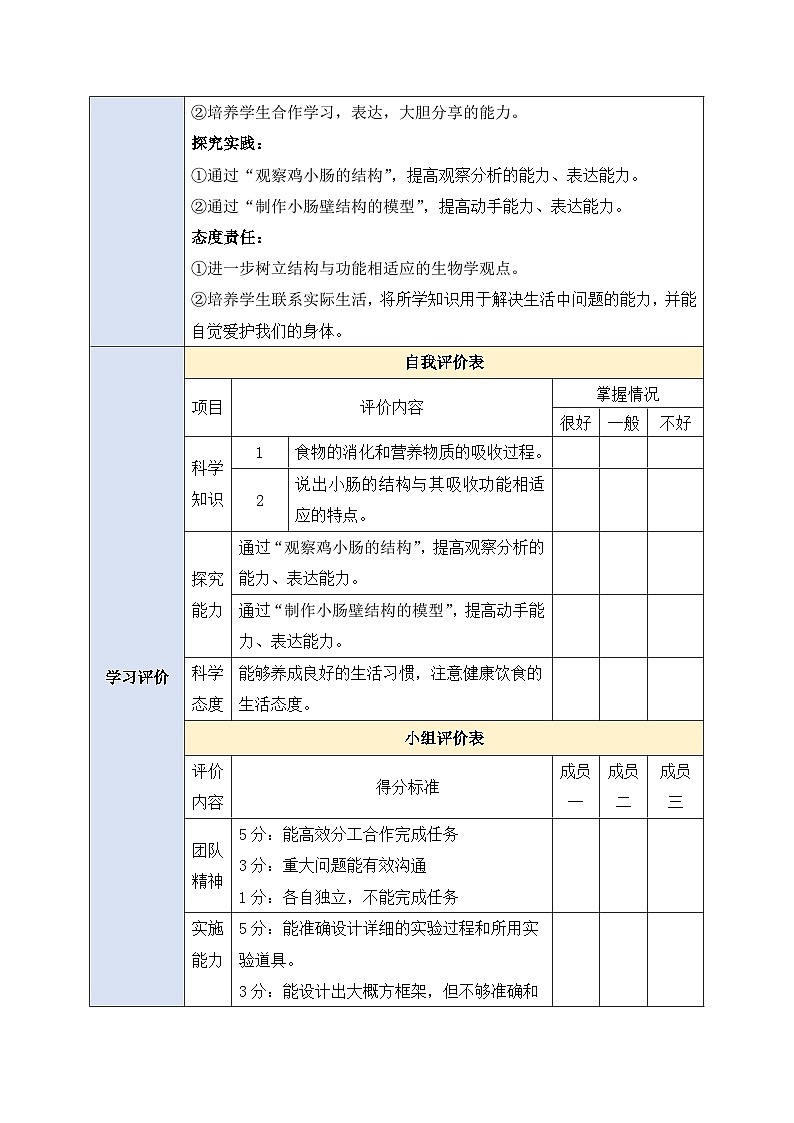【大单元整体教学设计】北师大版版生物七下 4.6.2.2食物的消化和营养物质的吸收（第二课时）教案第2页