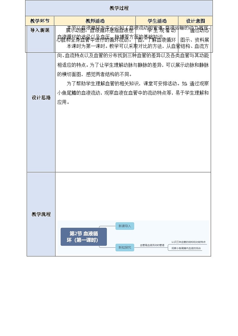 【大单元整体教学设计】北师大版生物七下 《4.7.2.1血液循环（第一课时）》教案第3页
