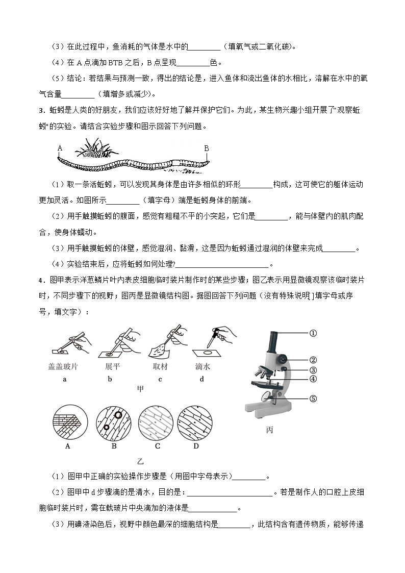 2024年中考生物专题复习 ：实验探究题训练（含答案）第2页