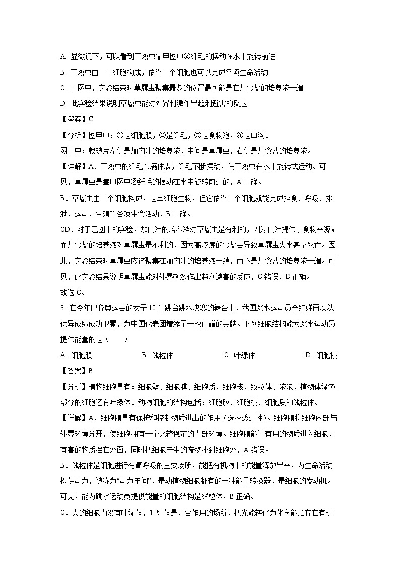 重庆市九龙坡区2024-2025学年七年级(上)期末生物试卷（解析版）第2页