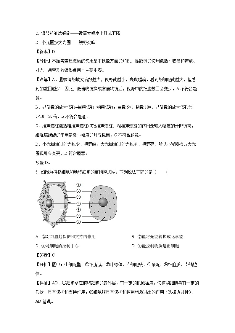 陕西省渭南市大荔县2024-2025学年七年级上学期期末生物生物试卷（解析版）第3页