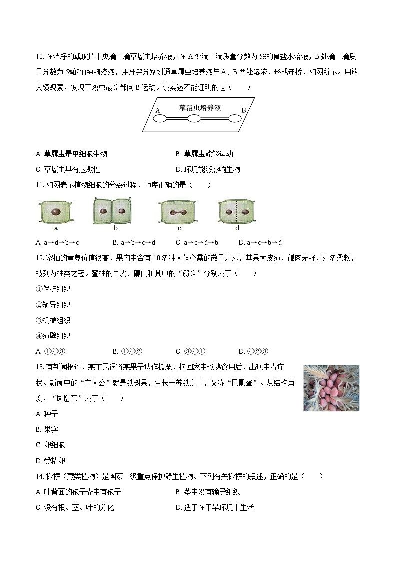 山东省济南市高新区2024-2025学年七年级（上）期末生物试卷第3页