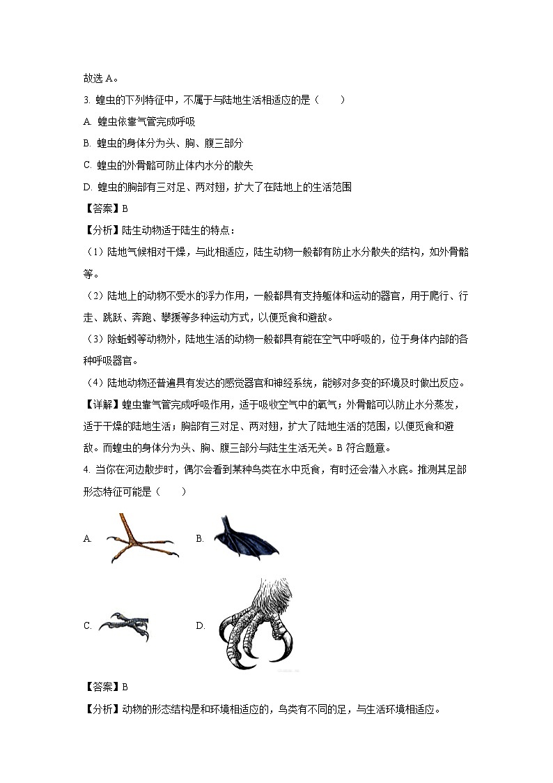 湖南省长沙市雨花区2024-2025学年八年级上期末生物试卷(解析版)第2页