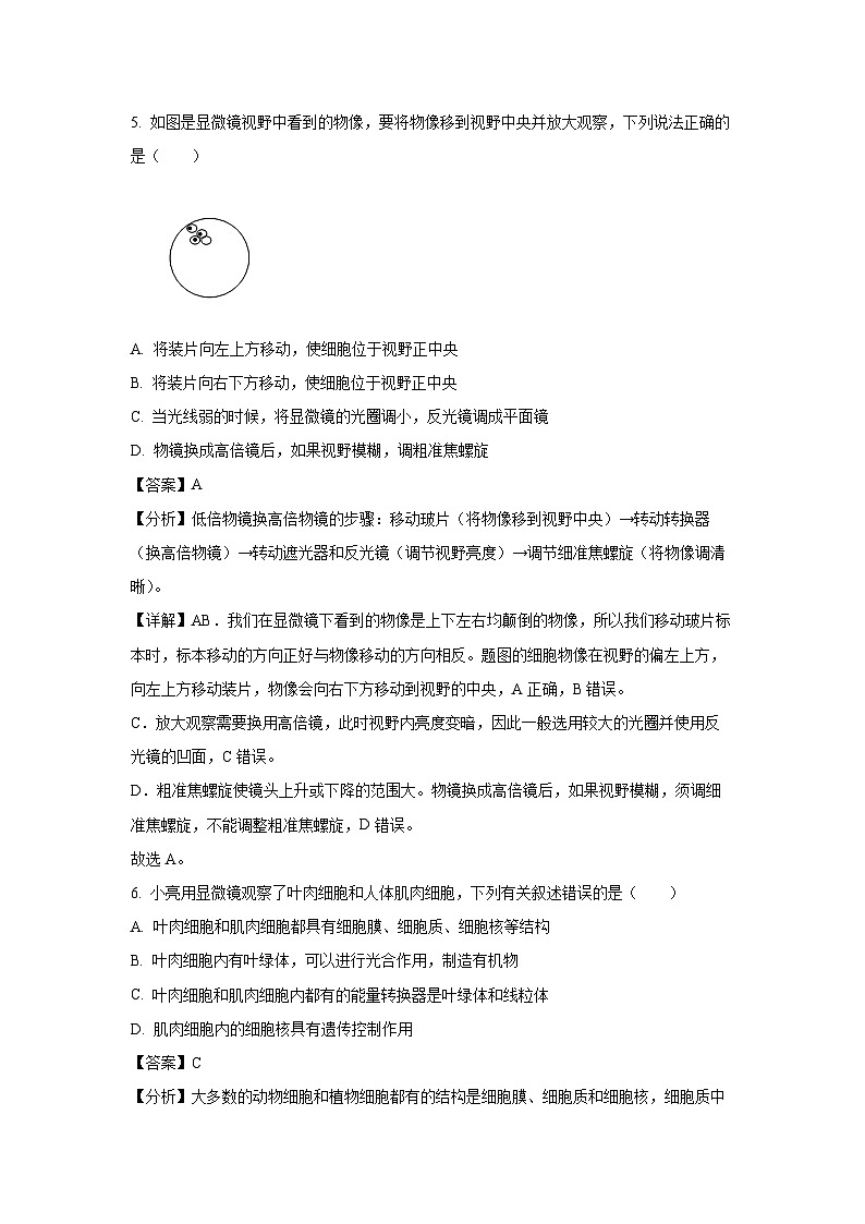 湖南省永州市零陵区2024-2025学年七年级上12月月考生物试卷（解析版）第3页