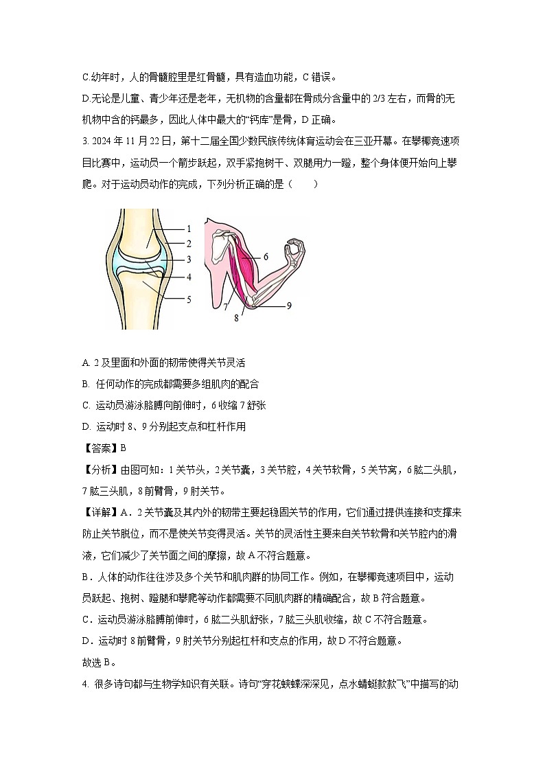海南省乐东县2024-2025学年八年级(上)期末生物试卷（解析版）第2页