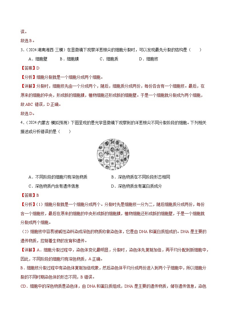 2025年中考生物一轮复习 第04讲 细胞怎样构成生物体（6大命题点分层精练）（解析版）第3页