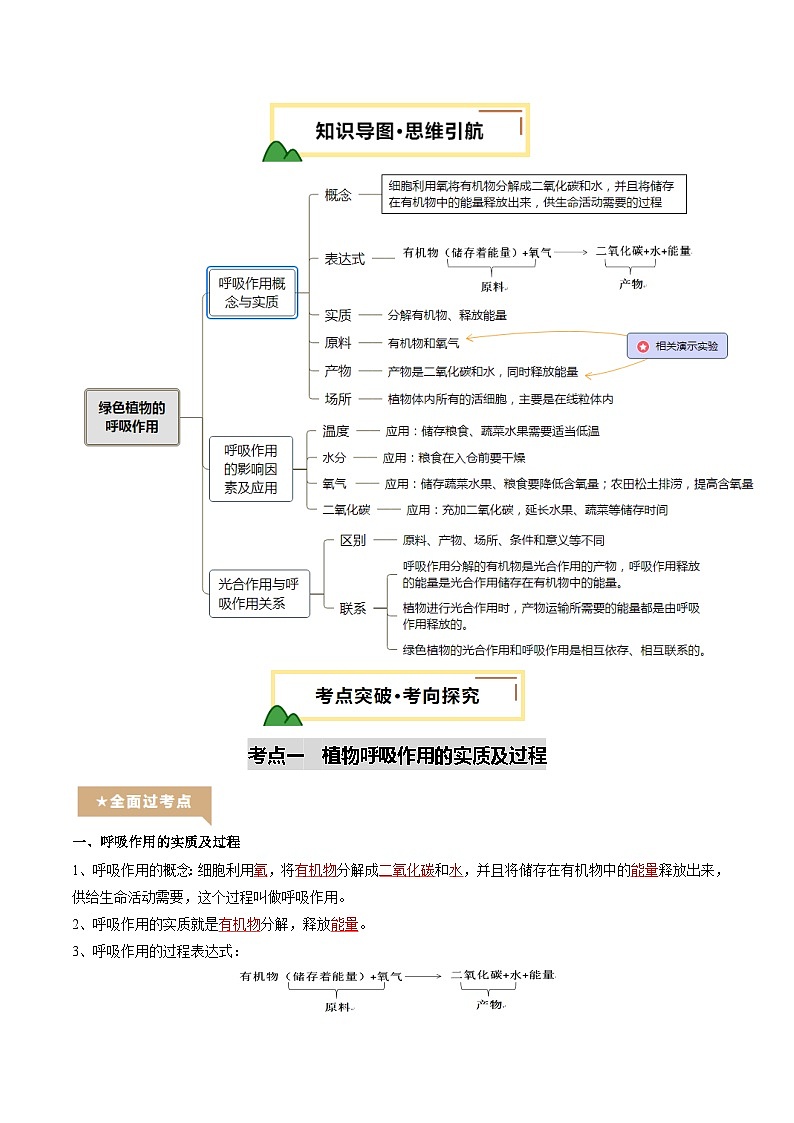 2025年中考生物一轮复习 第09讲 绿色植物的呼吸作用（精研讲义）（解析版）第2页
