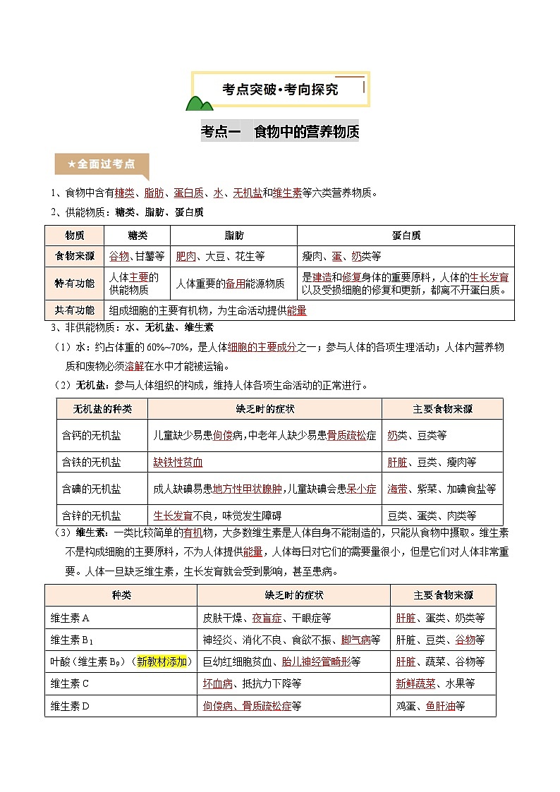 2025年中考生物一轮复习 第11讲 人体的营养（精研讲义）（解析版）第3页