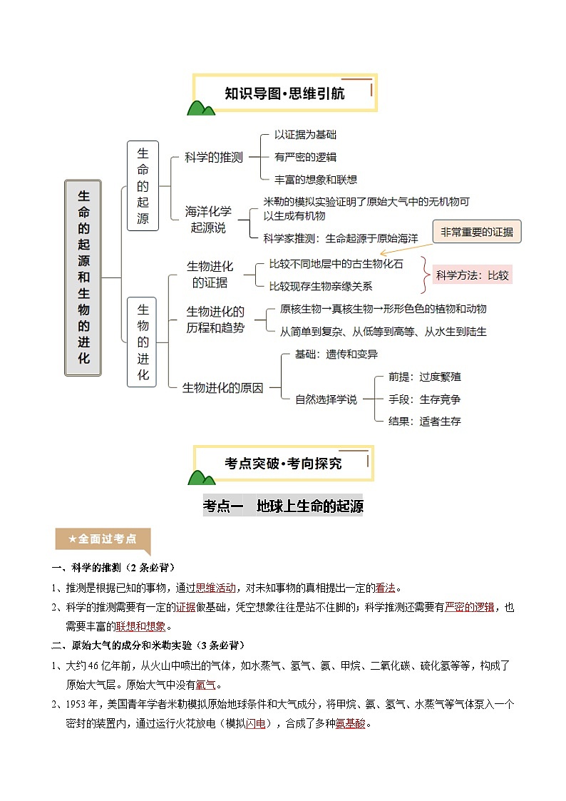 2025年中考生物一轮复习 第23讲 生命的起源和生物的进化（精研讲义）（解析版）第2页