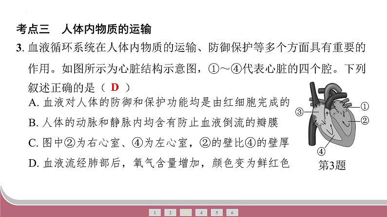 中考生物总复习2024年中考生物二轮复习：专题四生物圈中的人练习课件PPT第7页