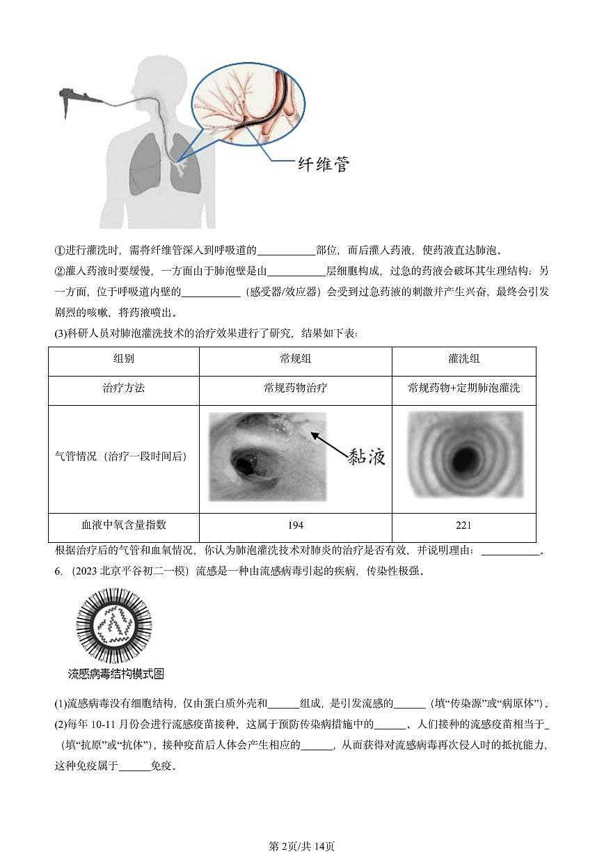 2022-2024北京初二中考一模试题生物汇编：免疫与计划免疫第2页