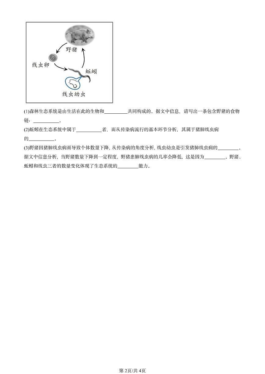 2022-2024北京初二中考一模试题生物汇编：传染病及其预防第2页