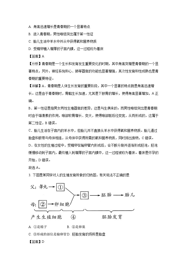 山东省东营市垦利区（五四制）2024-2025学年七年级上学期期末生物生物试卷（解析版）第2页