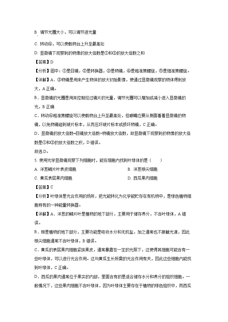 河南省安阳市汤阴县2024-2025学年七年级(上)期末生物试卷（解析版）第3页