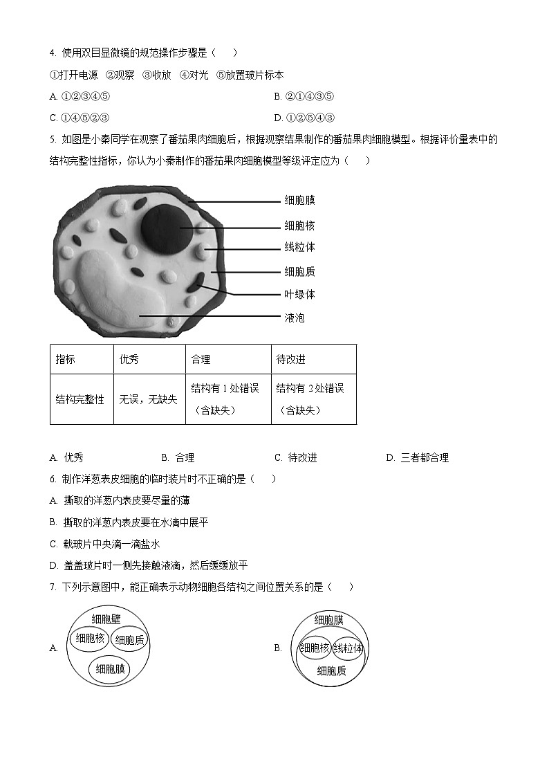 湖南省娄底市冷水江市2024-2025学年七年级上学期期末生物试题（原卷版）第2页