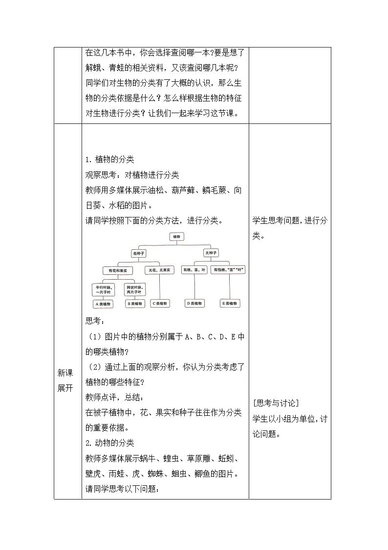 新人教版生物七上 2-4-1《尝试对生物进行分类》教案第2页
