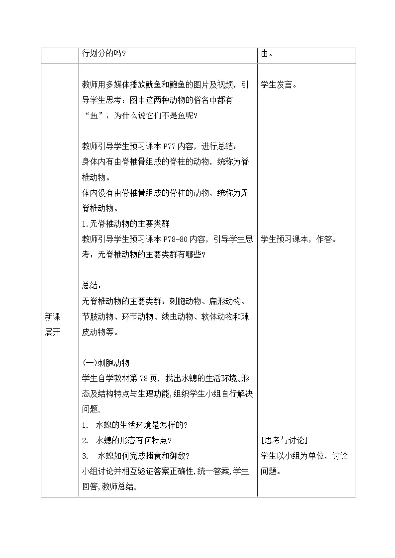 新人教版生物七上2-2-1《无脊椎动物》教案第2页