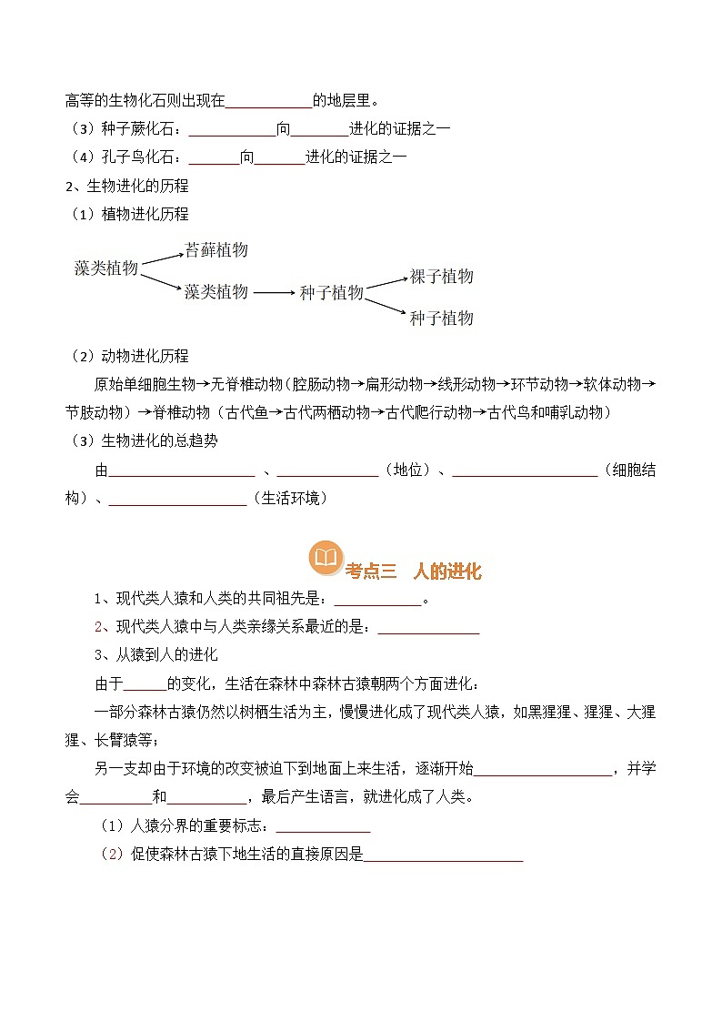 清单17 生命起源和生物进化（3大必备知识 4大技巧方法 7大命题点）-2025年中考生物一轮复习知识清单（全国通用）（原版卷）第3页