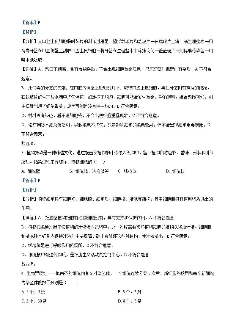 河南省周口市西华县2024-2025学年七年级上学期期末生物试题（解析版）第2页