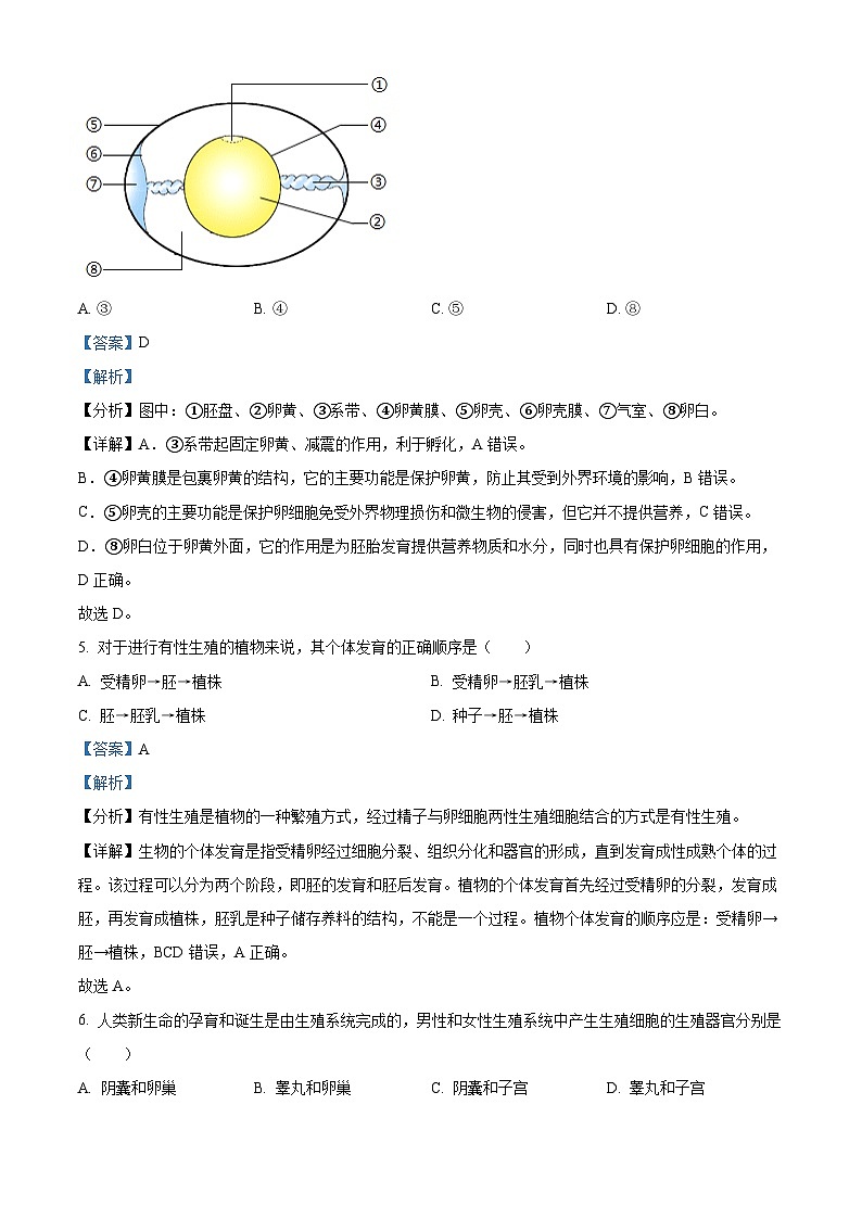 江苏省连云港市海州区2024-2025学年八年级上学期期末生物试题（解析版）第3页