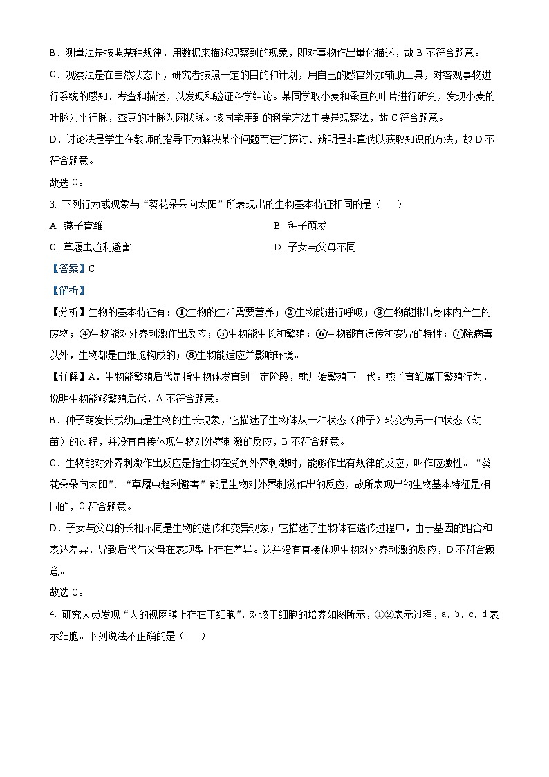 辽宁省大连市高新技术产业园区2024-2025学年七年级上学期期末生物试题（解析版）第2页